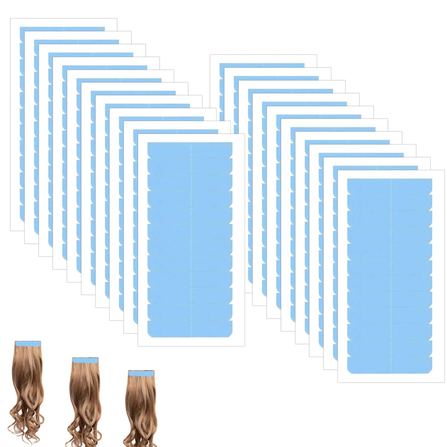 NQEUEPN 240pcs/20 Sheets Hair Extension Tape Hair Replacement Adhesive Tape Double Sided Hair Extension Tabs Tape in Tape Human Hair Wig Tape Beauty Tools for Hair Extensions(Blue)