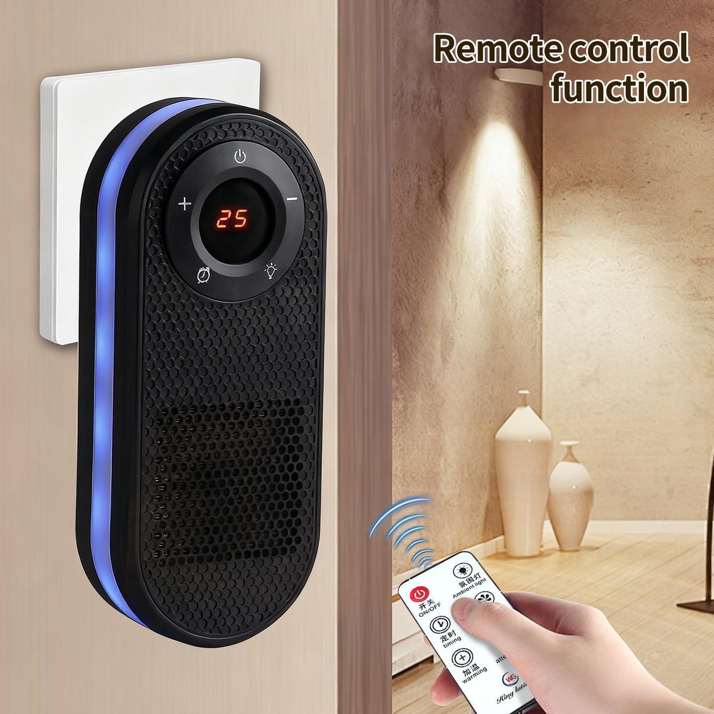 Small Heater 180 Degree Rotatable Electric Heater With Remote LED Display