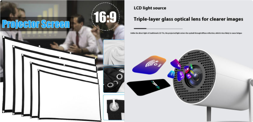 Portable Projector Small Straight Projector For Home Use 180 Degrees Projection