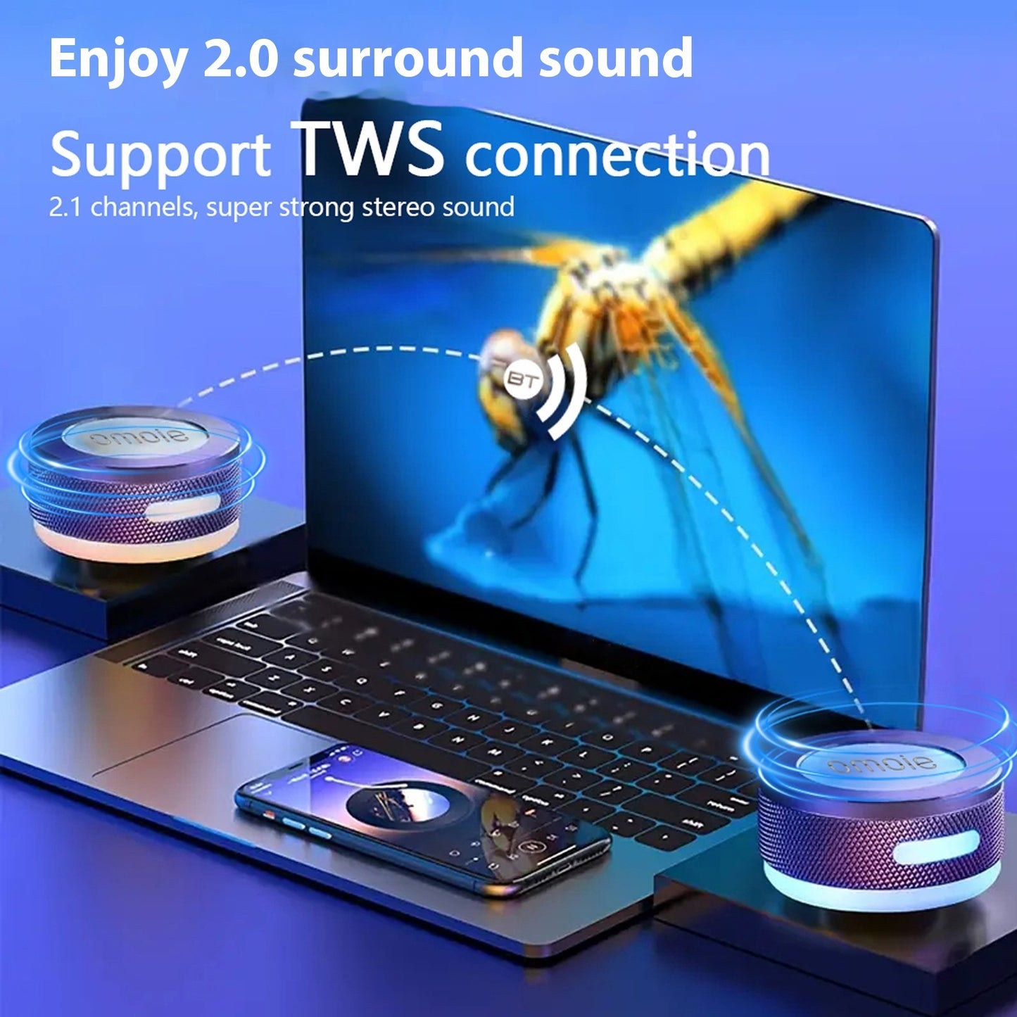 Small Wireless Bone Conduction Speakers Bluetooth Vibration Speaker With Color LED Light