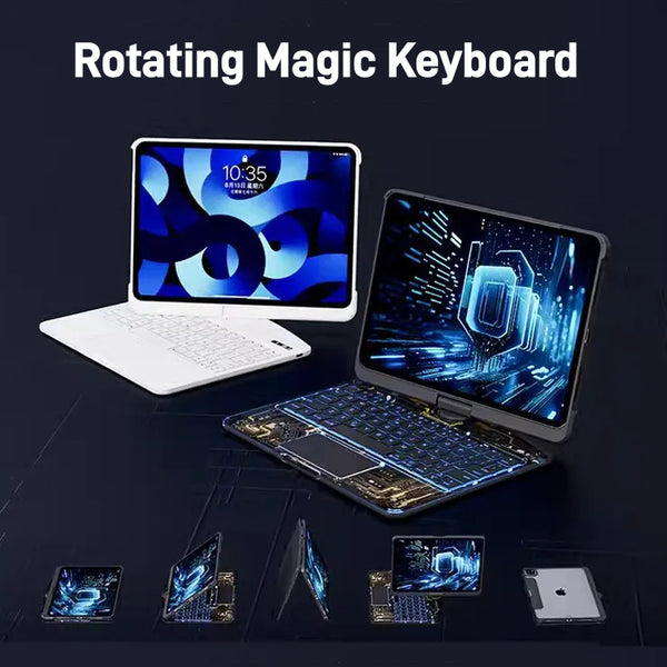 360 Swivel Keyboard Clear Case For IPad