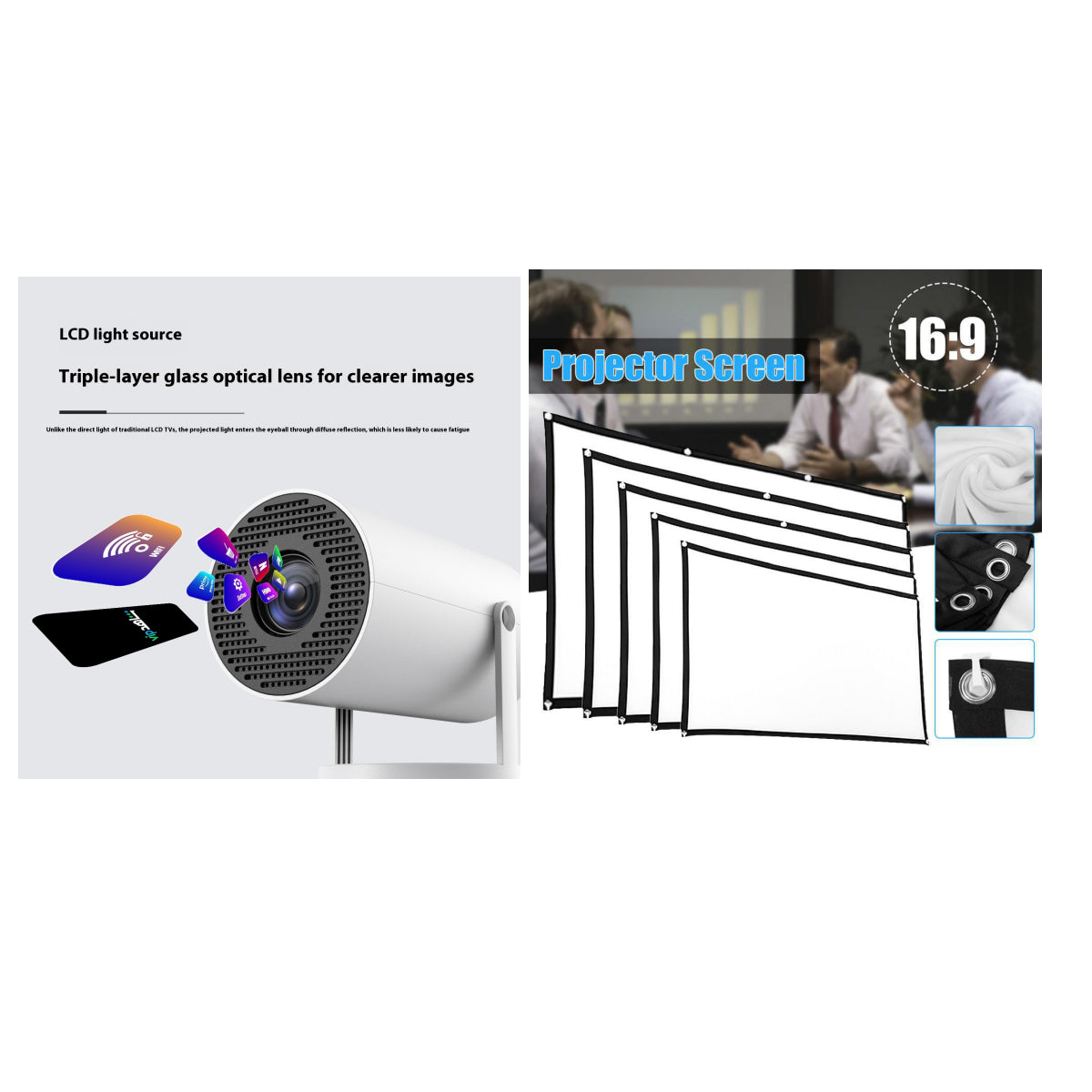 Portable Projector Small Straight Projector For Home Use 180 Degrees Projection