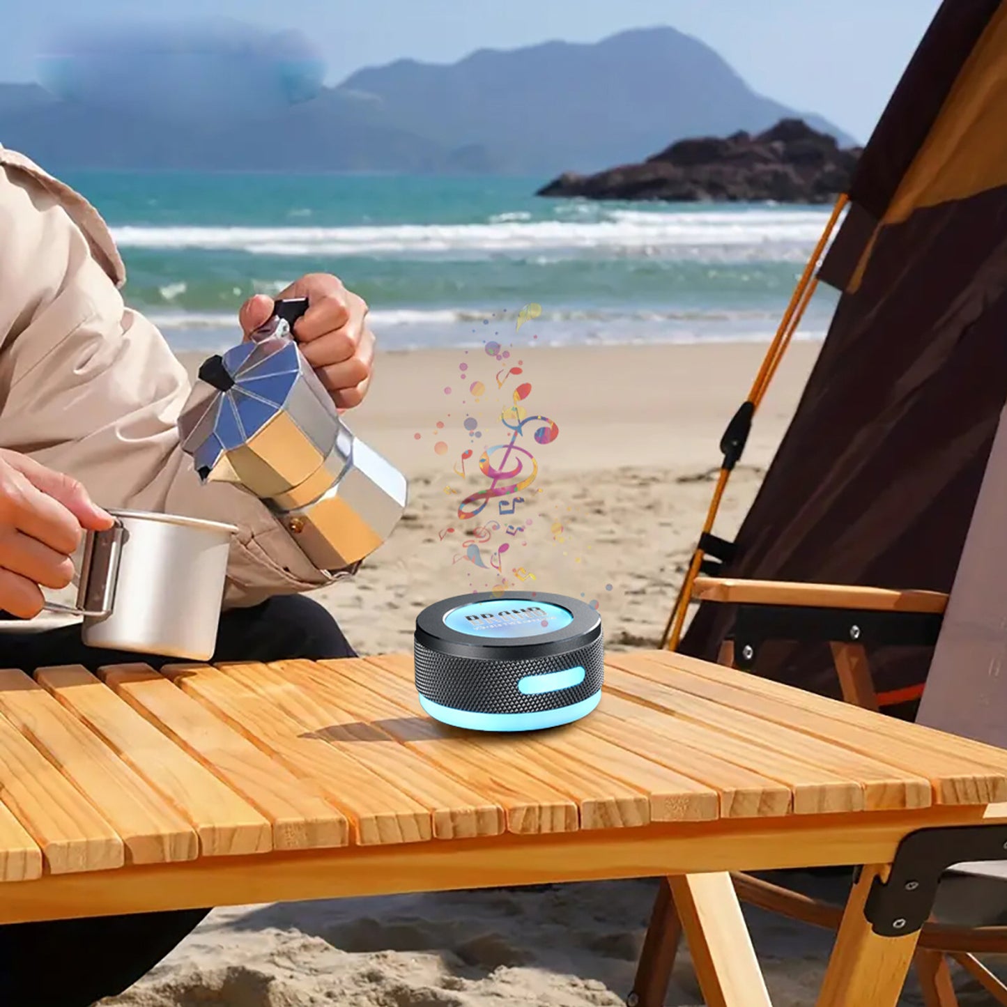 Small Wireless Bone Conduction Speakers Bluetooth Vibration Speaker With Color LED Light