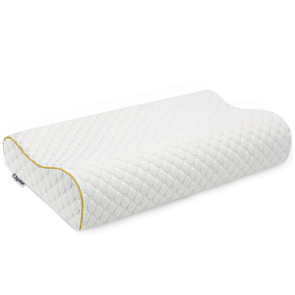 Chpstar Memory Foam Pillow Neck Bed Contour Pillow for Sleeping Ergonomic Orthopedic Cervical Pillow for Side Back Stomach Sleeper QueenFirmGold