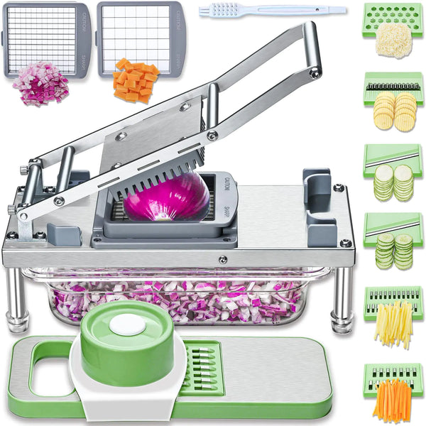 Vegetable Chopper Veggie Chopper With 8 Blades Onion Chopper with Container Pro All-in-1 Food Chopper Vegetable Cutter Grater Dicer Mandoline Slicer Stainless steel materials Salad Chopper