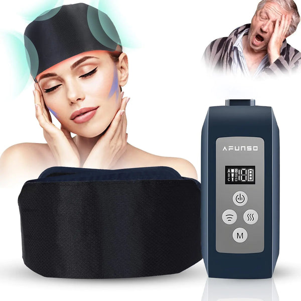 MEXITOP Electric Head Massager - Rechargeable Hand Free Scalp Massager Airbag for Head with 3 Modes and Heating Function Adjustable Size Portable Design for Deep Relaxation